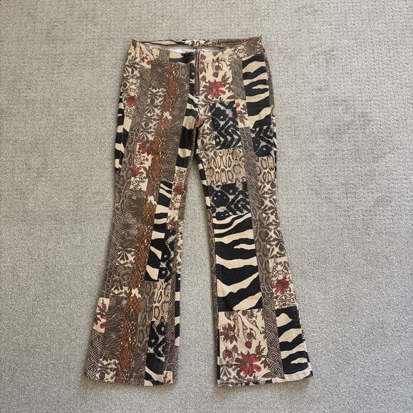 Free People Denim - Free People Women Jungle Printed Jett Low Rise Flare Jeans Stretch Size 30/29